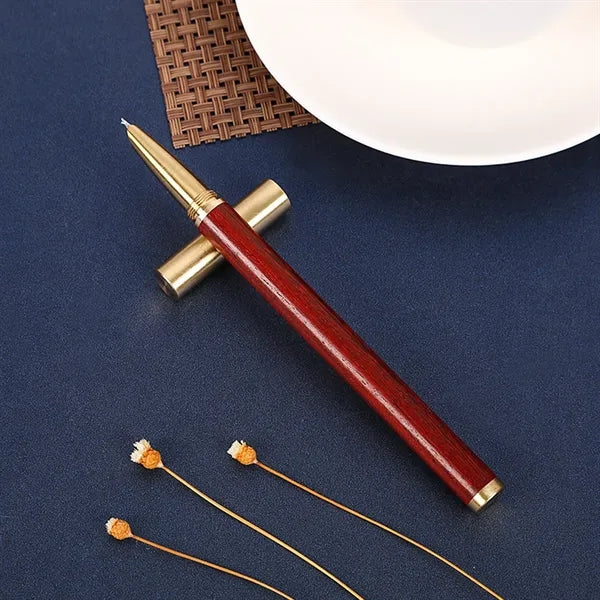 Refillable Ergonomic Fine Nib Wooden Barrel Fountain Pen