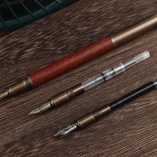 Stainless Steel Nib Pocket-Size Vintage Wood Fountain Pen