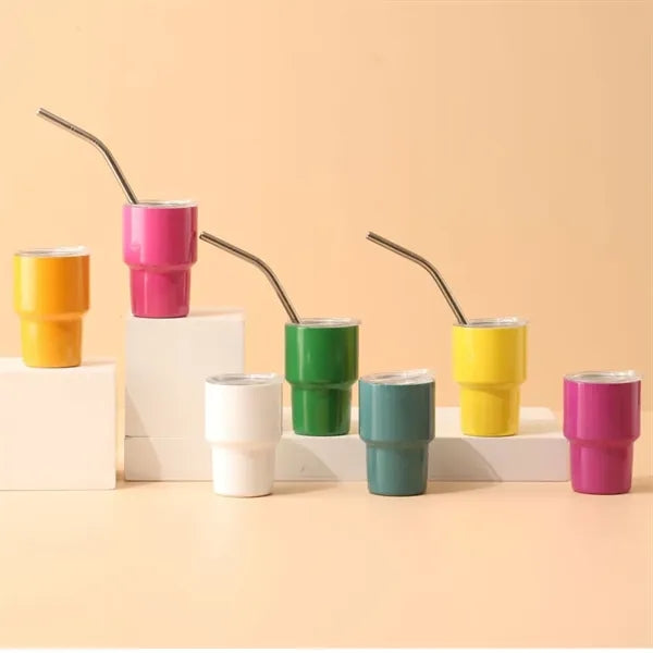 Small Tumblers with Lids and Straws