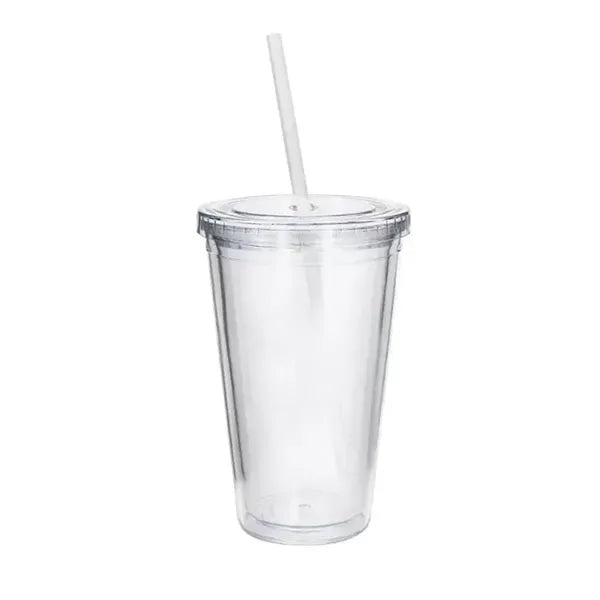 Double Plastic Cups With Lids And Straws