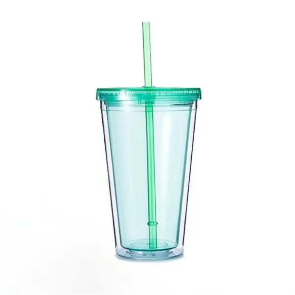 Double Plastic Cups With Lids And Straws