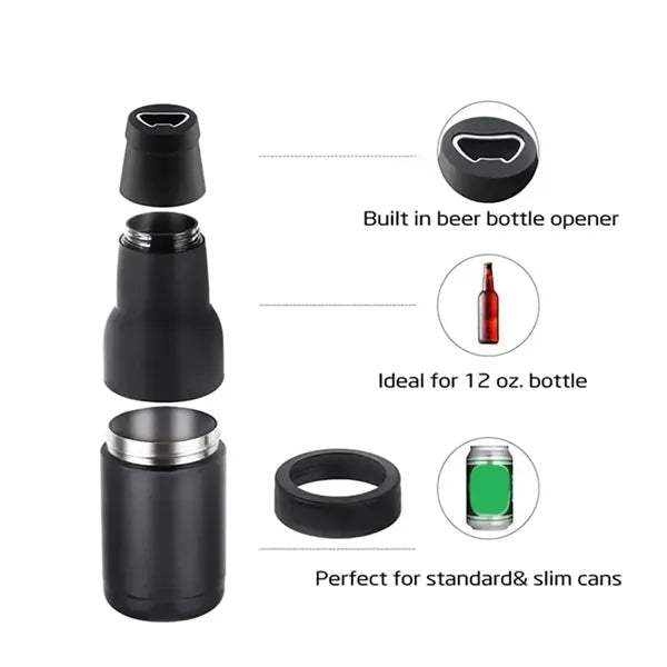 3 in 1 Beer Bottle Insulator Can Cooler