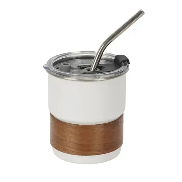 10 Oz. Stainless Steel Travel Mug with Wooden Handle