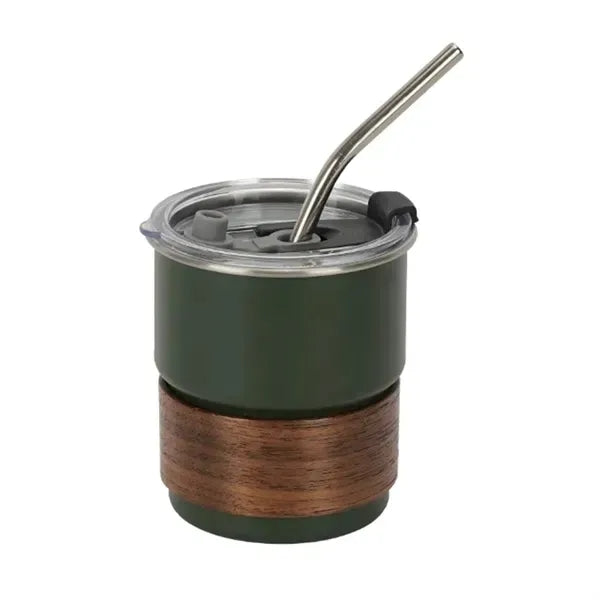 10 Oz. Stainless Steel Travel Mug with Wooden Handle