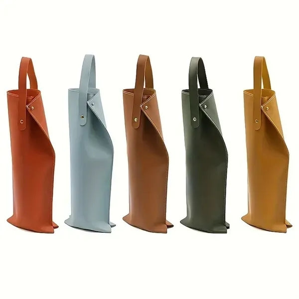 Leather Wine Bottle Carrier - Elegant Gift Bag with Handle