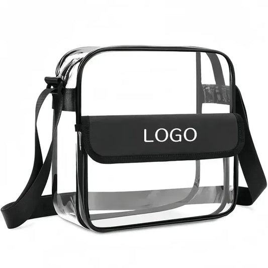 Clear PVC Crossbody Bag - Large with Adjustable Strap