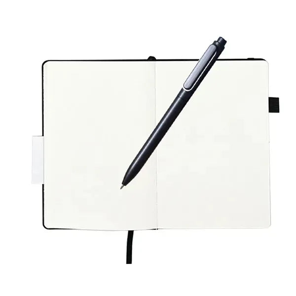 A5 Leather Dotted Notebook Set - Metal Pen Included