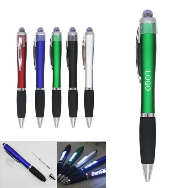LED Logo Stylus Ballpoint Pen - Multifunctional Writing Tool