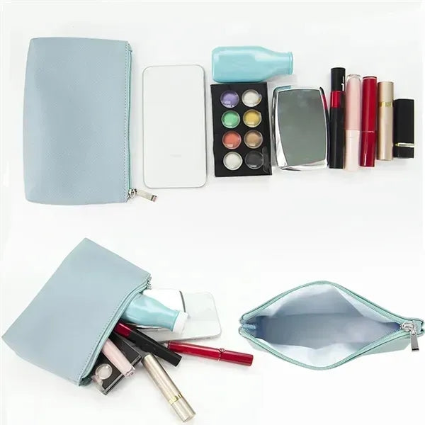 Faux Leather Cosmetic Bag - Stylish Makeup Pouch