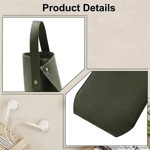 Leather Wine Bottle Carrier - Elegant Gift Bag with Handle