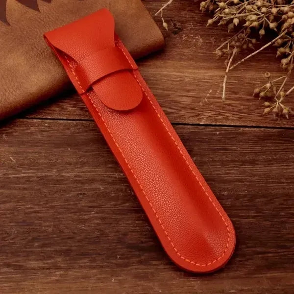 PU Leather Pen Holder - Standalone Flip Cover Organizer