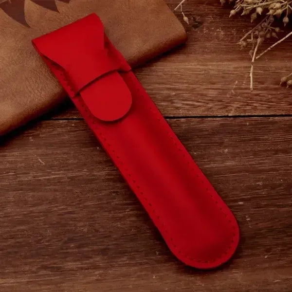 PU Leather Pen Holder - Standalone Flip Cover Organizer