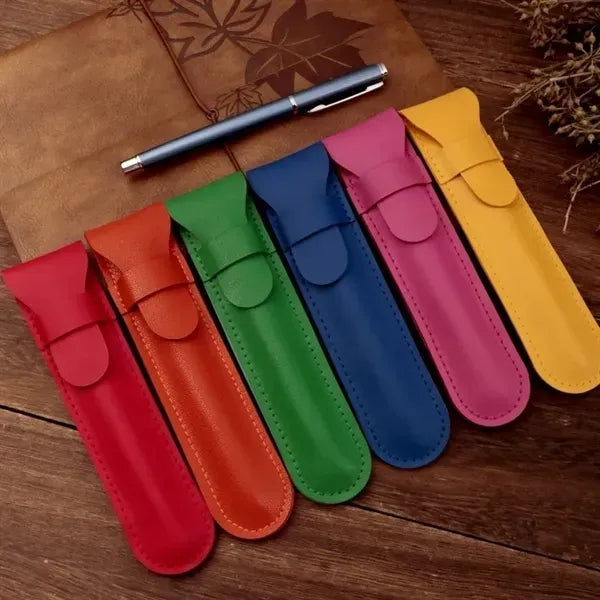 PU Leather Pen Holder - Standalone Flip Cover Organizer