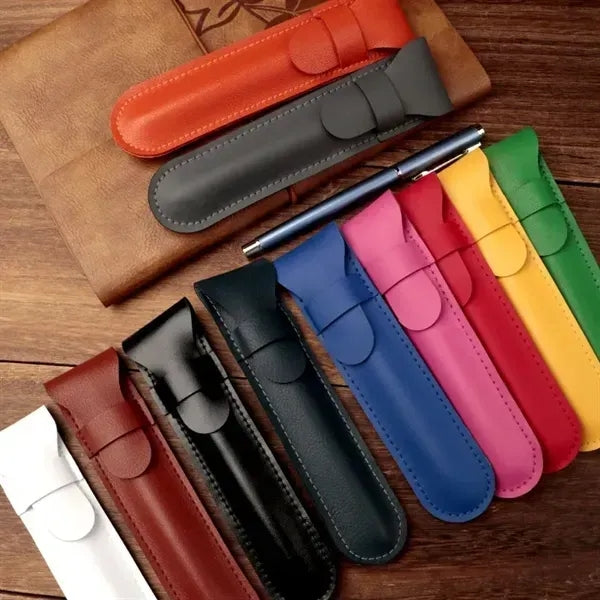 PU Leather Pen Holder - Standalone Flip Cover Organizer