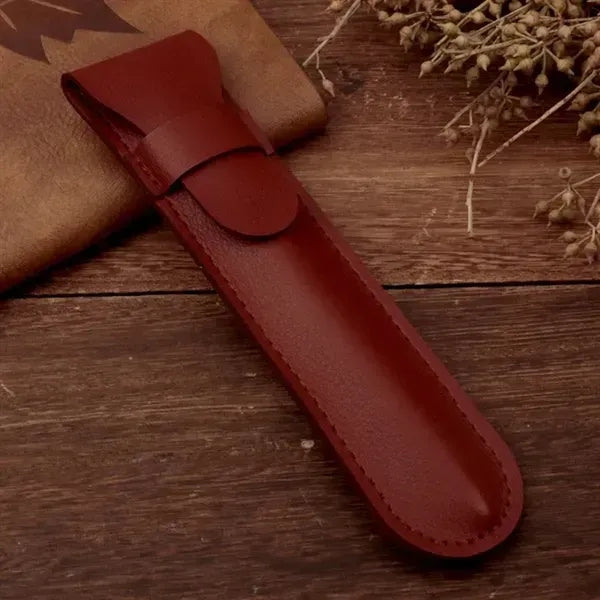 PU Leather Pen Holder - Standalone Flip Cover Organizer