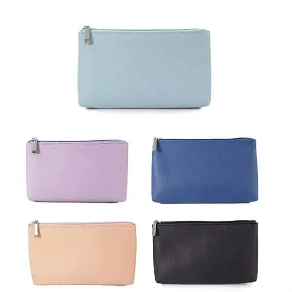 Faux Leather Cosmetic Bag - Stylish Makeup Pouch