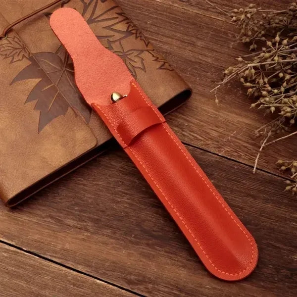 PU Leather Pen Holder - Standalone Flip Cover Organizer