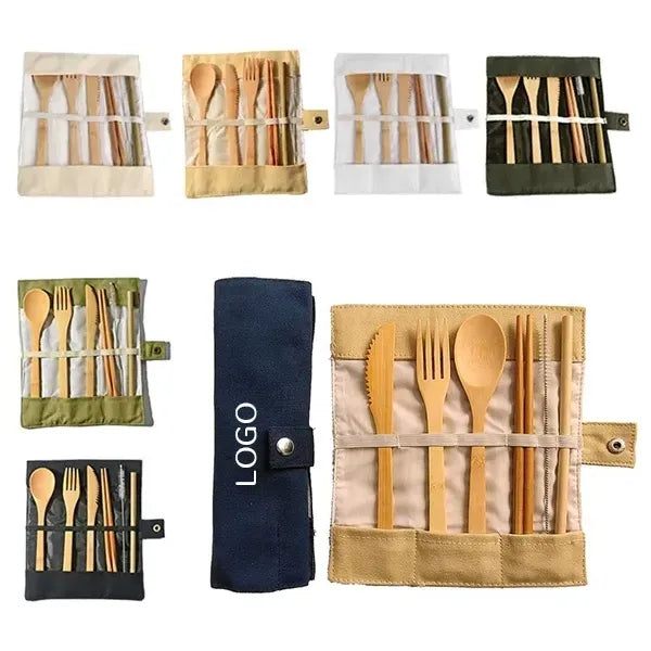 Bamboo Portable Cutlery Set - Eco-Friendly Travel Utensils