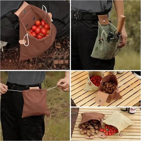 Canvas Foraging Waist Bag - Foldable Design