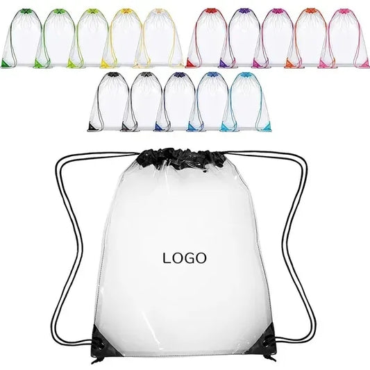 Transparent PVC Drawstring Pouch - See-Through Storage Bag