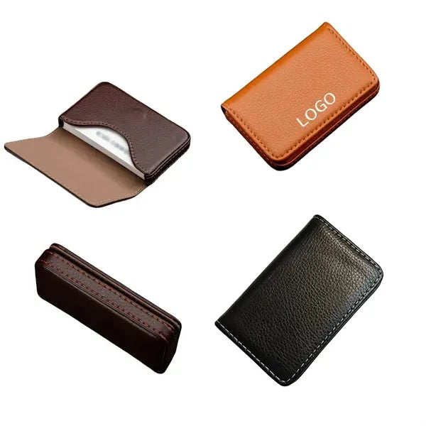 PU Leather Business Card Holder - Magnetic Flap Design