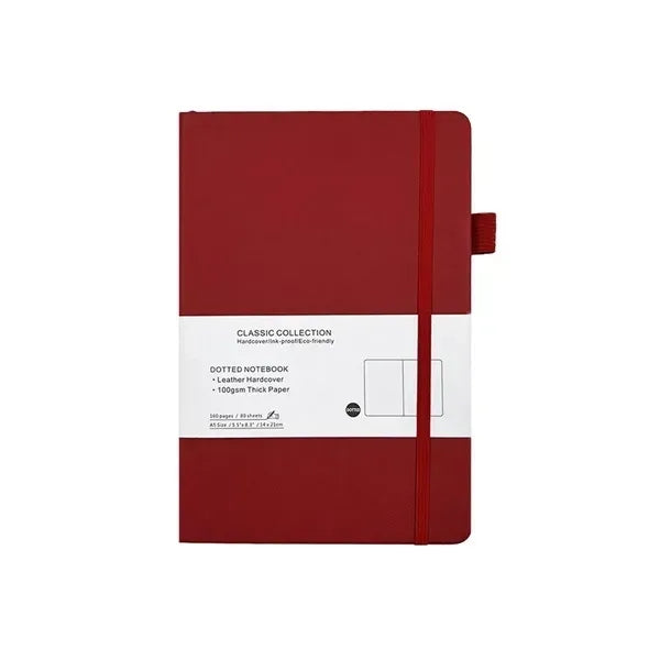 A5 Leather Dotted Notebook - Classic Cover Style