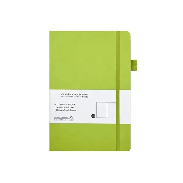 A5 Leather Dotted Notebook - Classic Cover Style