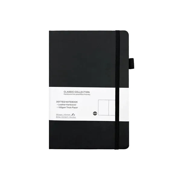 A5 Leather Dotted Notebook - Classic Cover Style
