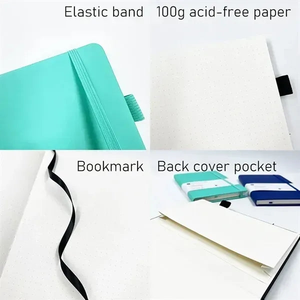 A5 Leather Dotted Notebook - Classic Cover Style
