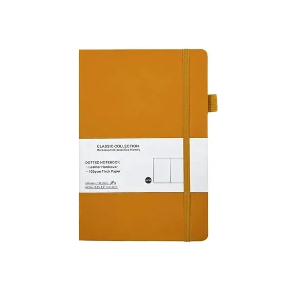 A5 Leather Dotted Notebook - Classic Cover Style