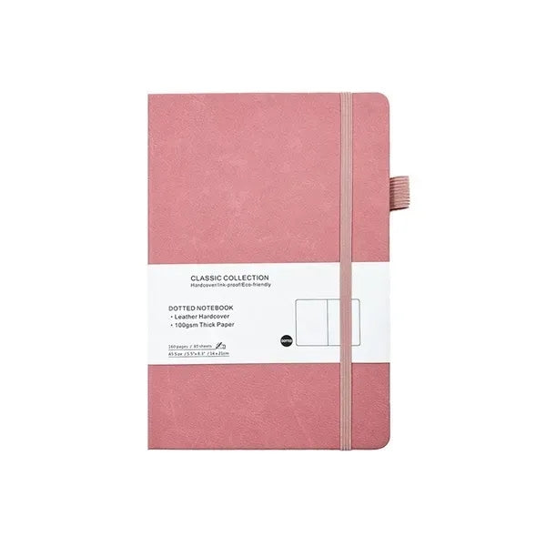 A5 Leather Dotted Notebook - Classic Cover Style