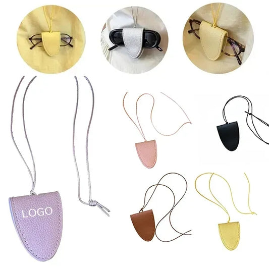 PU Leather Magnetic Sunglasses Holder - Neck Hanging Design