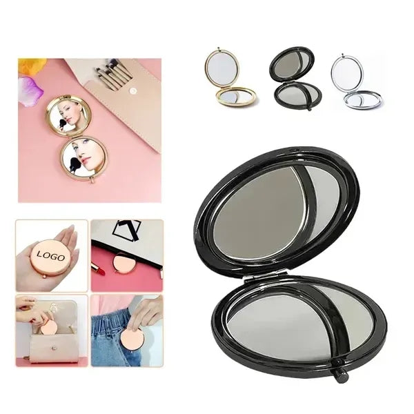 Double-Sided Round Pocket Mirror - Travel Makeup Tool