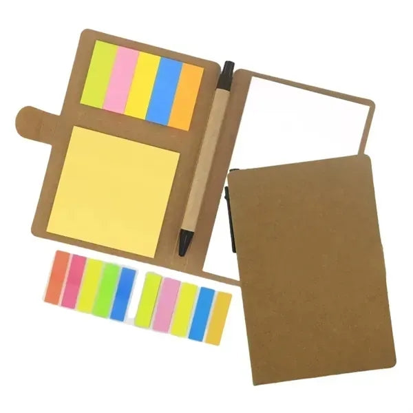 Kraft Paper Notebook - Pen & Colored Label Set
