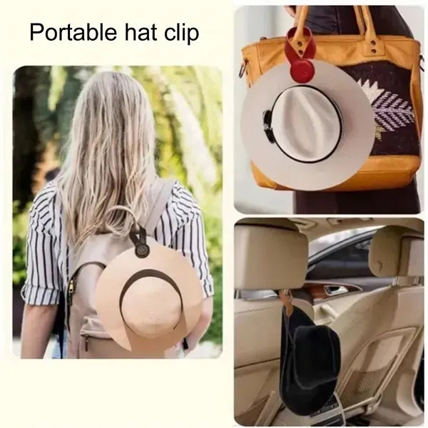 PU Leather Hat Clip Holder - Stylish Hands-Free Accessory