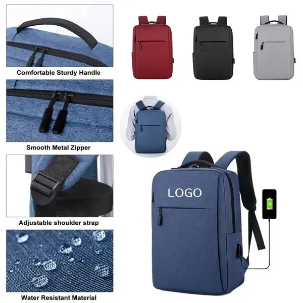 Slim Laptop Backpack with USB Charging Port