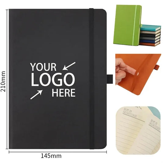 Hardcover Elastic Band Ruled A5 Notebook With Pen Holder