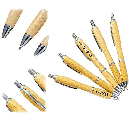 Retractable Natural Bamboo Ballpoint Pen