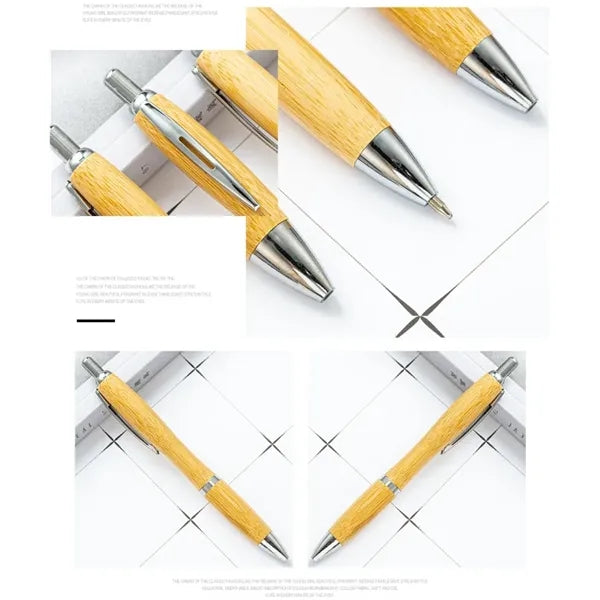 Retractable Natural Bamboo Ballpoint Pen