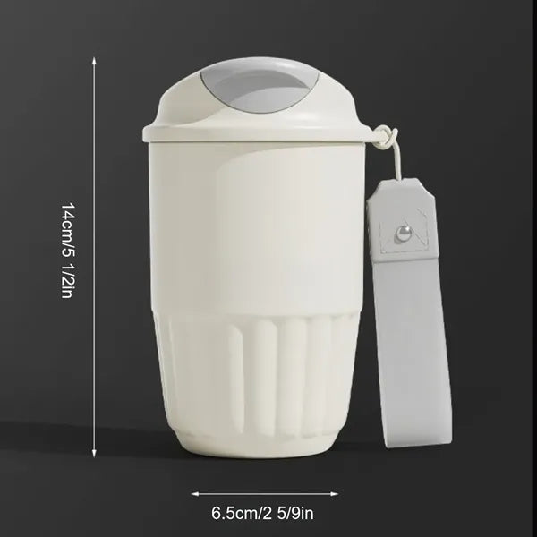 14oz Ceramic Coated Steel Straw Tumbler Car Travel Strap Mug
