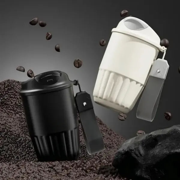 14oz Ceramic Coated Steel Straw Tumbler Car Travel Strap Mug