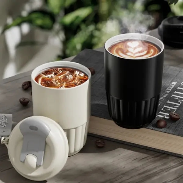 14oz Ceramic Coated Steel Straw Tumbler Car Travel Strap Mug