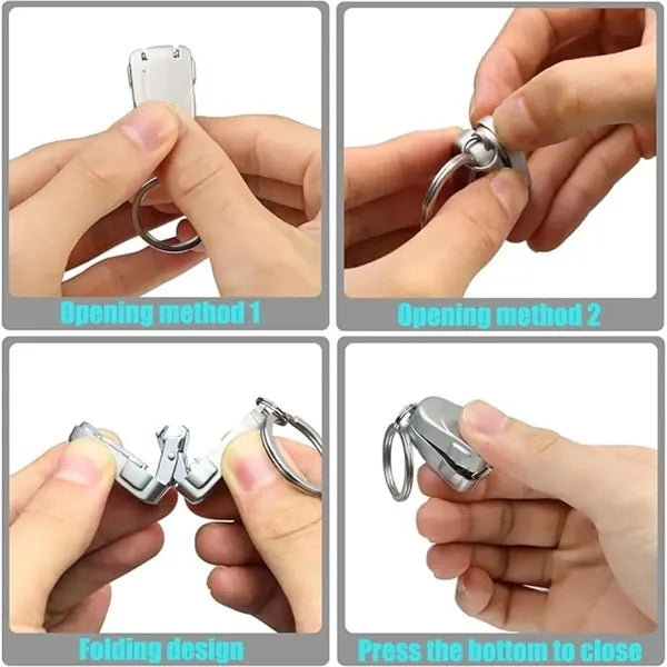 3-In-1 Stainless Steel Folding Nail Clipper Keychain