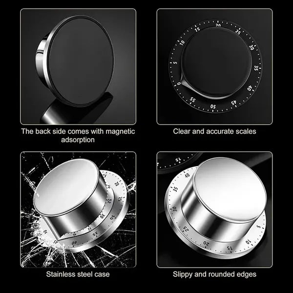 Stainless Steel Mechanical Kitchen Timer With Magnet