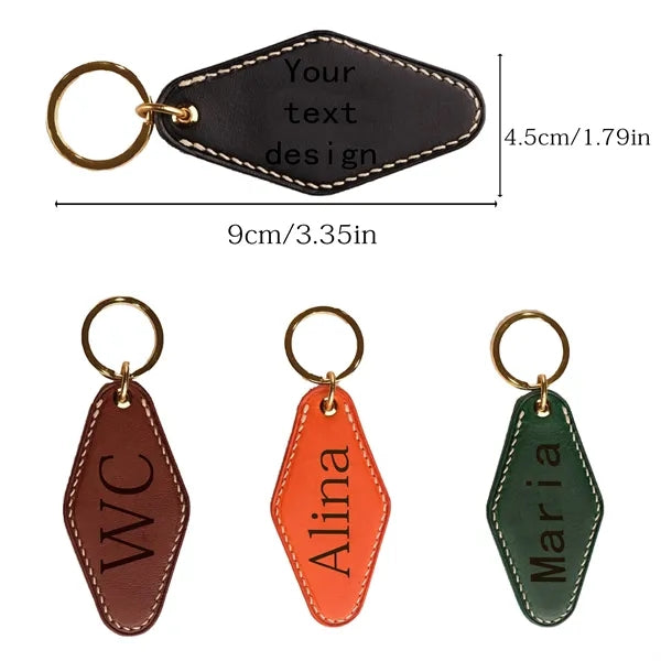 Rhombus pu leather keychain