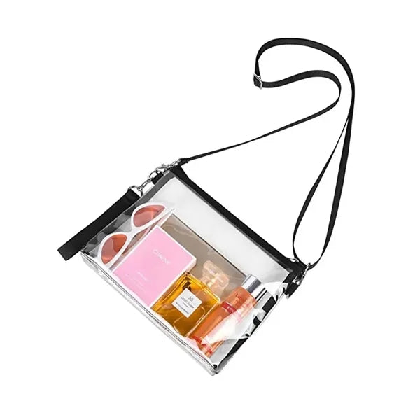 Clear PVC Crossbody Bag - Waterproof Stadium Approved Sling