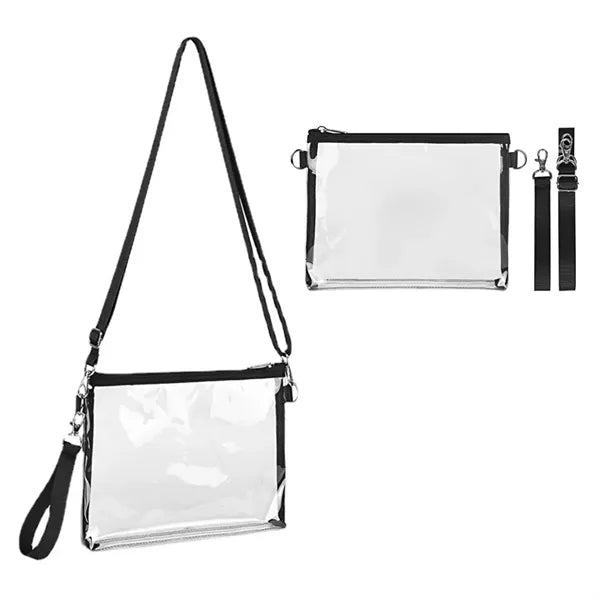 Clear PVC Crossbody Bag - Waterproof Stadium Approved Sling