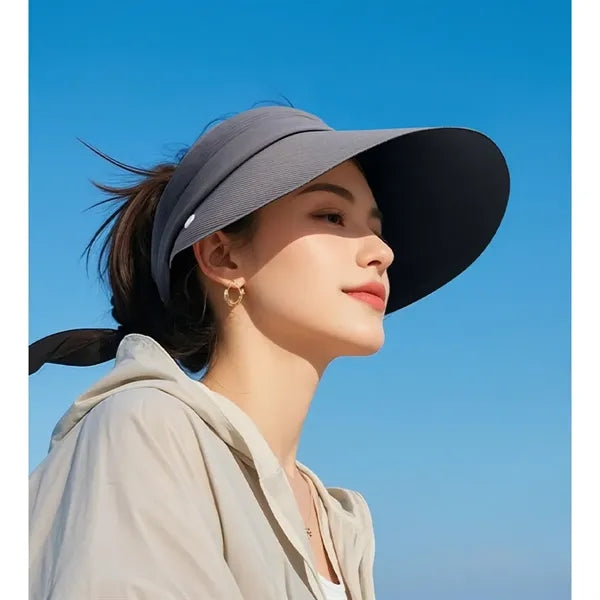 Wide Brim Sun Hat with Removable Face Cover Windproof Rope