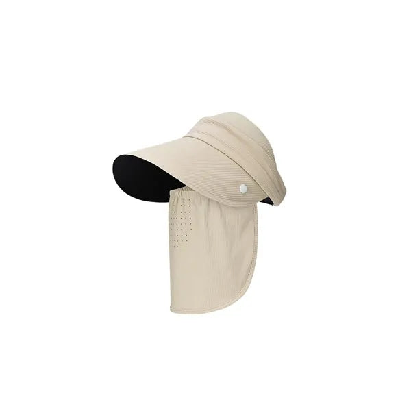 Wide Brim Sun Hat with Removable Face Cover Windproof Rope