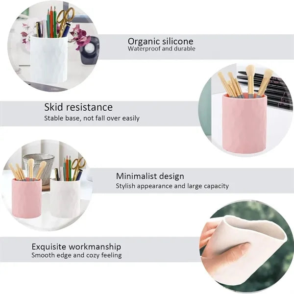 Modern Minimalist Pencil Cup - Silicone Storage for Desk
